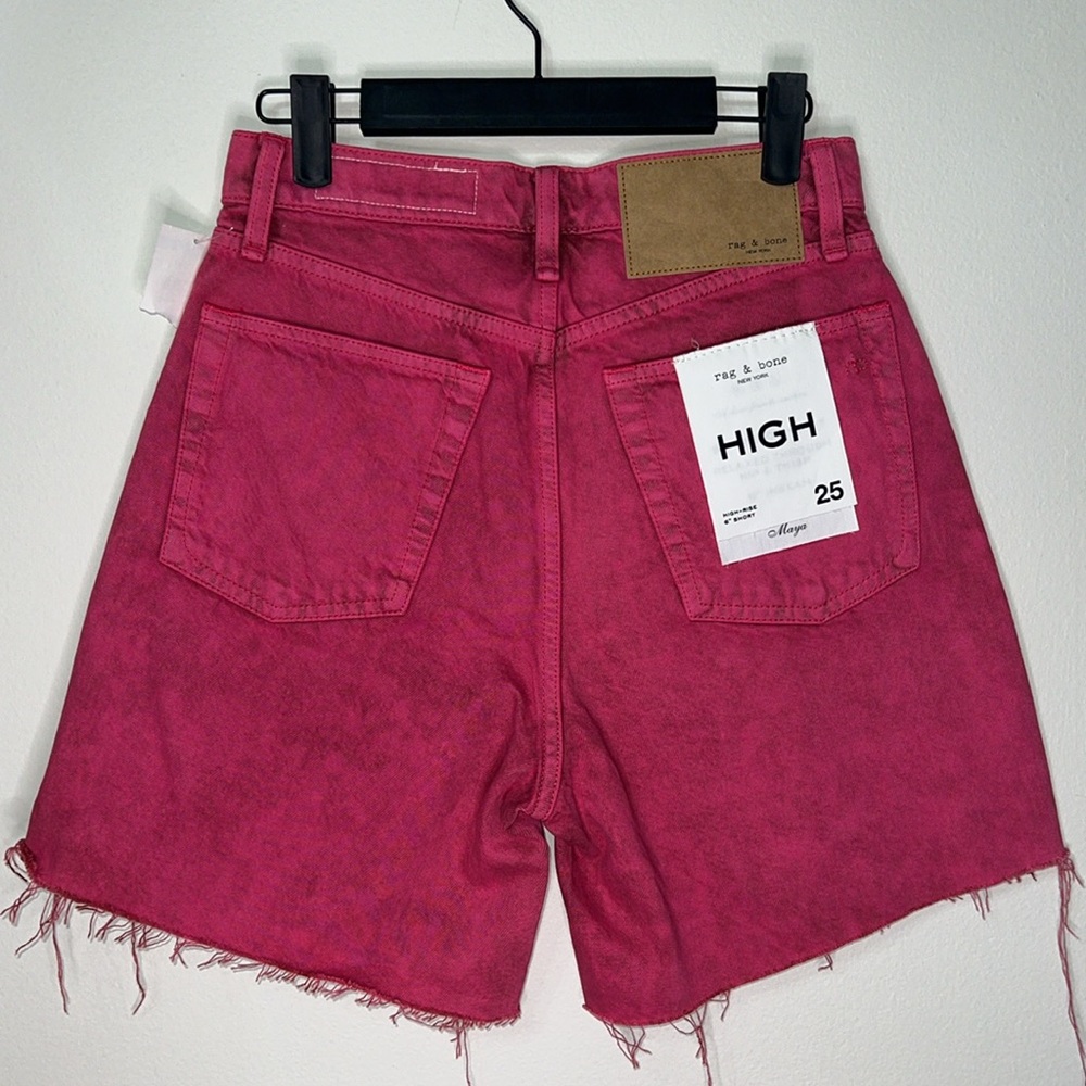 Rag & Bone Maya 6” Shorts Bright Fuchsia 25 Organic Cotton NWT - Picture 8 of 16